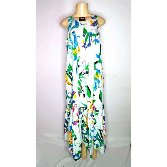 Maeve by ANTHROPOLOGIE WHITE FLORAL SLEEVELESS COTTON MAXI SIZE S - Picture 1 of 4